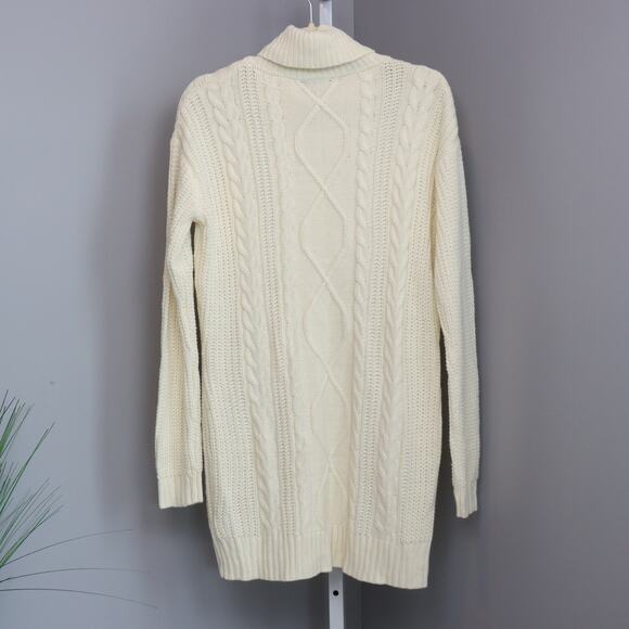 Lulus Cream Cable Knit Turtleneck Sweater/Dress – Longline – NWT – Size S/M - Picture 2 of 7